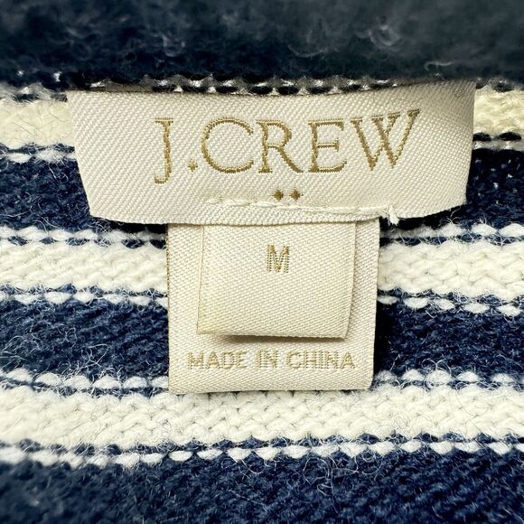 J Crew Factory Merino Wool Blend Fair Isle Sweater Medium Navy Striped Pullover - Picture 14 of 14